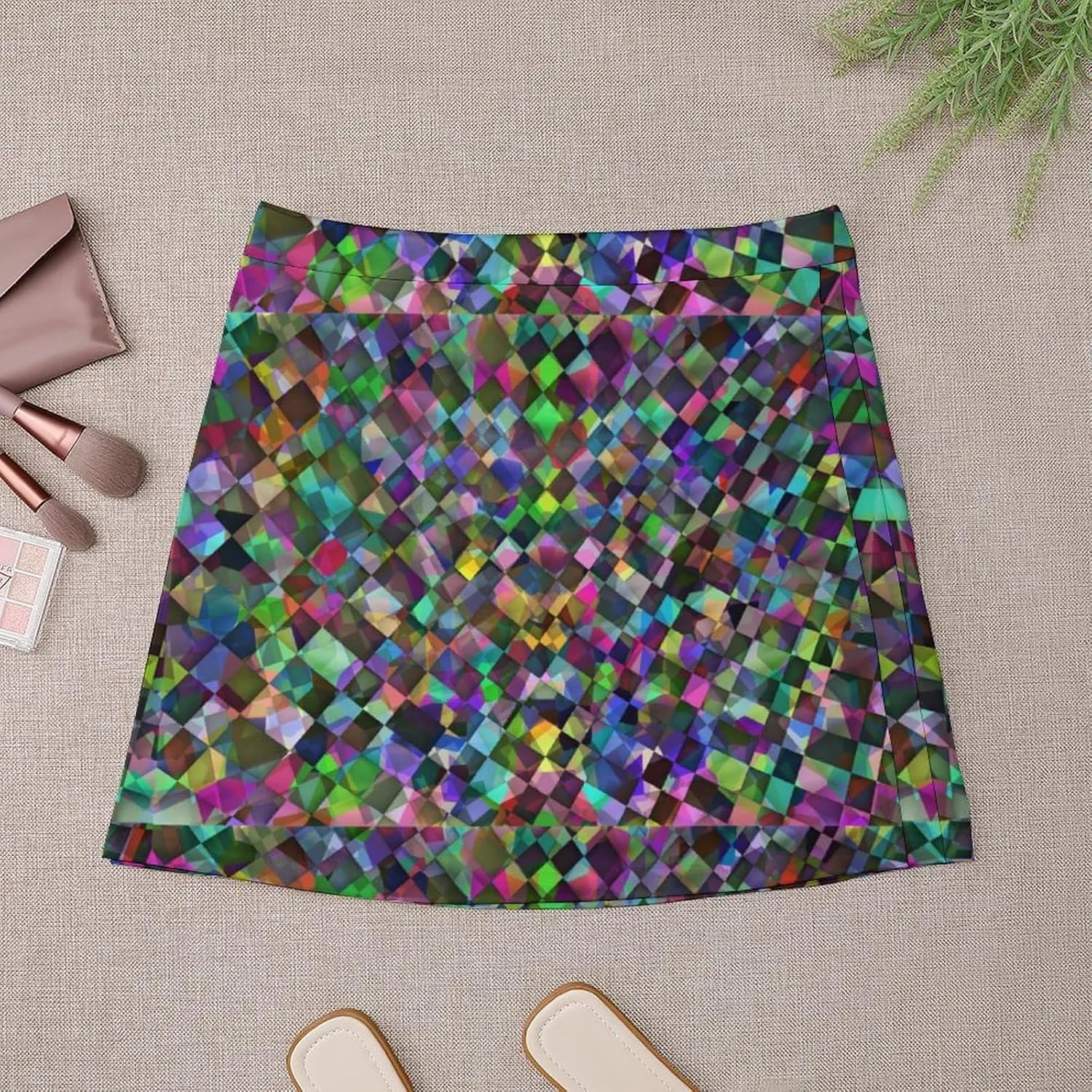 Checkered Print Short Bottoms Women Short Skirt High Waisted Stretchy Athletic Skorts Business Casual Sexy Minis