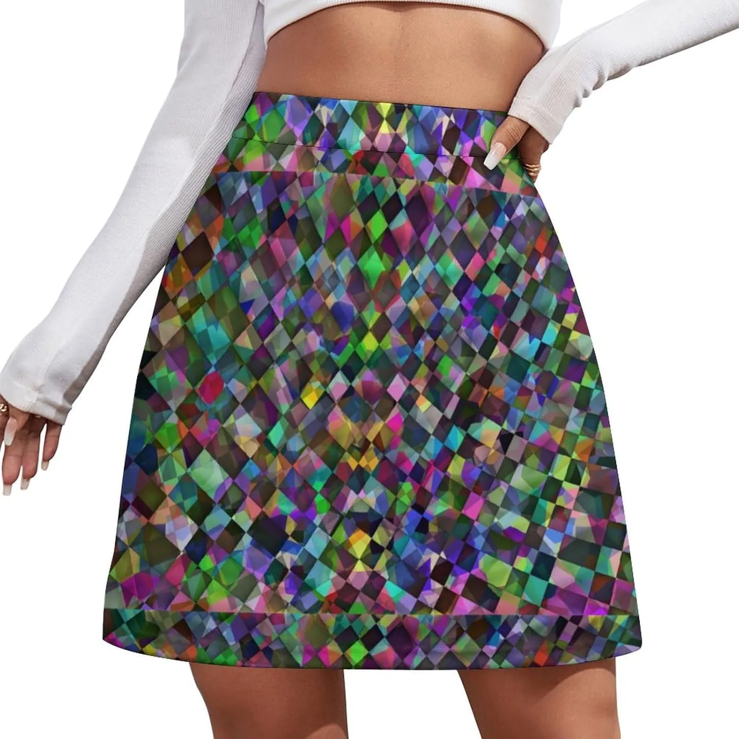 Checkered Print Short Bottoms Women Short Skirt High Waisted Stretchy Athletic Skorts Business Casual Sexy Minis