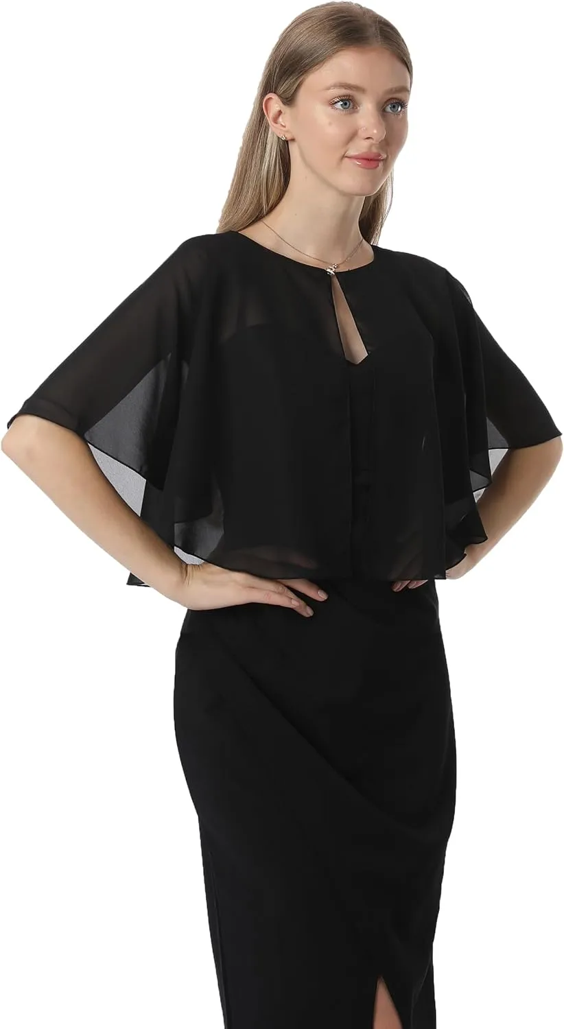 Chiffon Capelet Soft capes Shawls and Wraps for Evening Dress Wedding Cape 1920s shawl accessories for women flapper Cover Up
