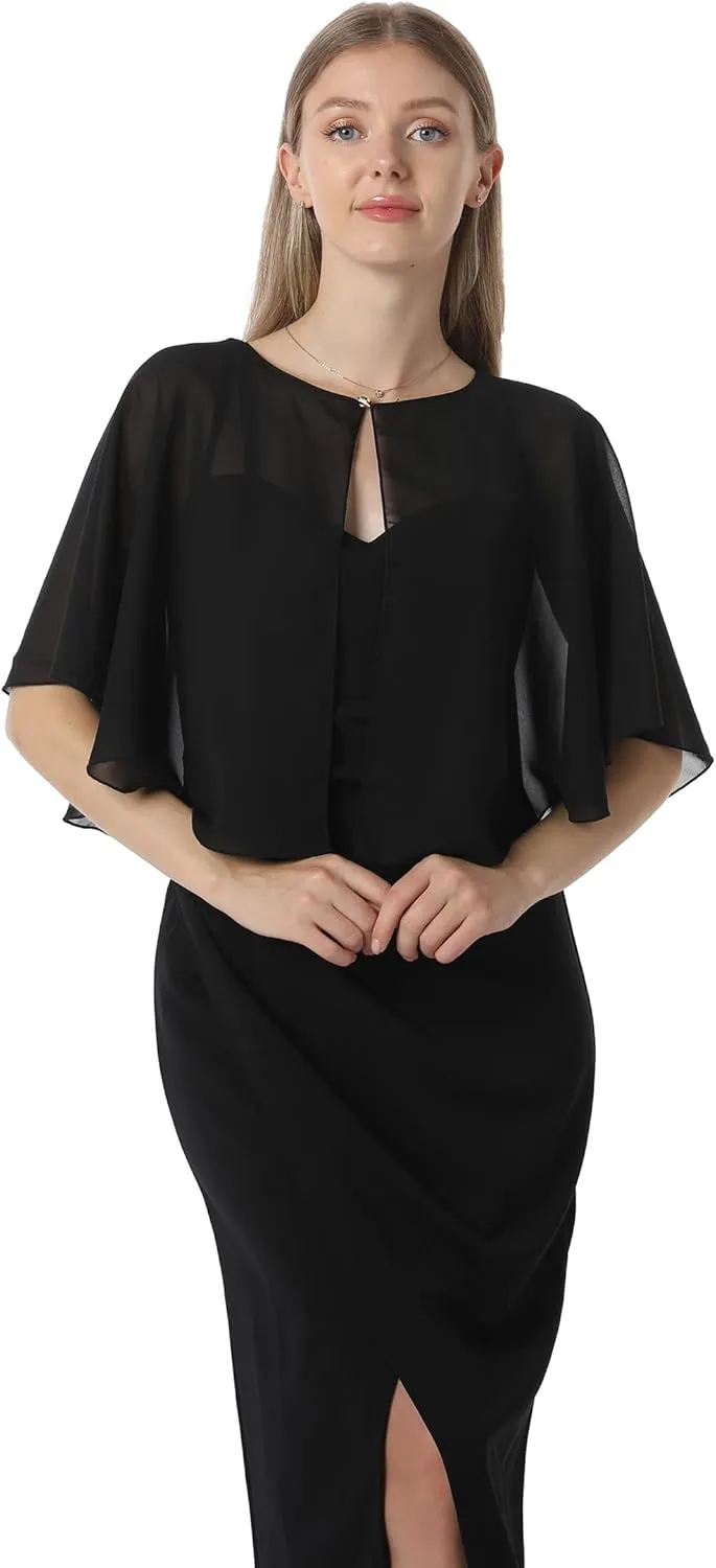 Chiffon Capelet Soft capes Shawls and Wraps for Evening Dress Wedding Cape 1920s shawl accessories for women flapper Cover Up