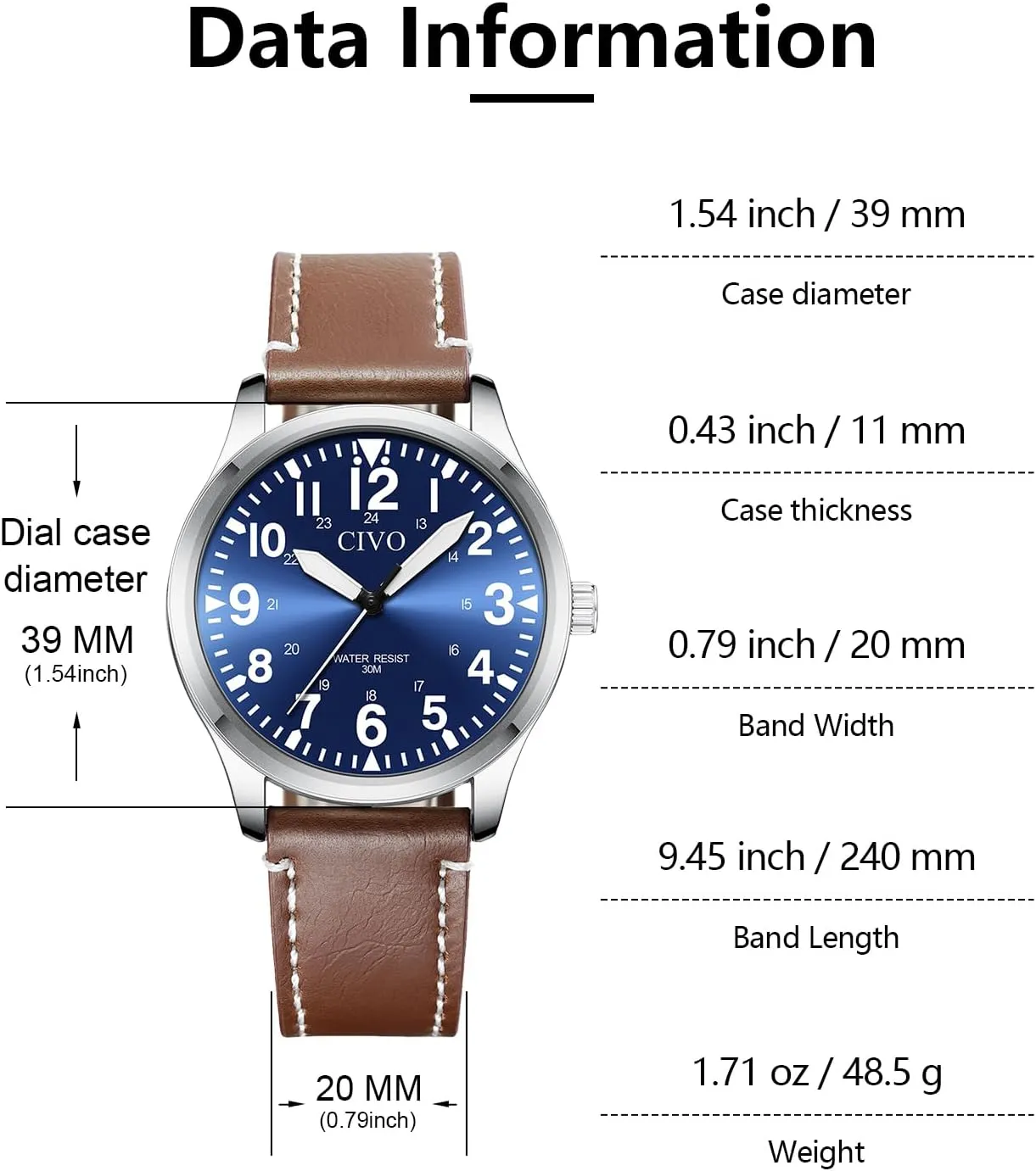 CIVO Military Watch for Men Waterproof: Analog Mens Watches Classic- Field Wrist Watches for Man