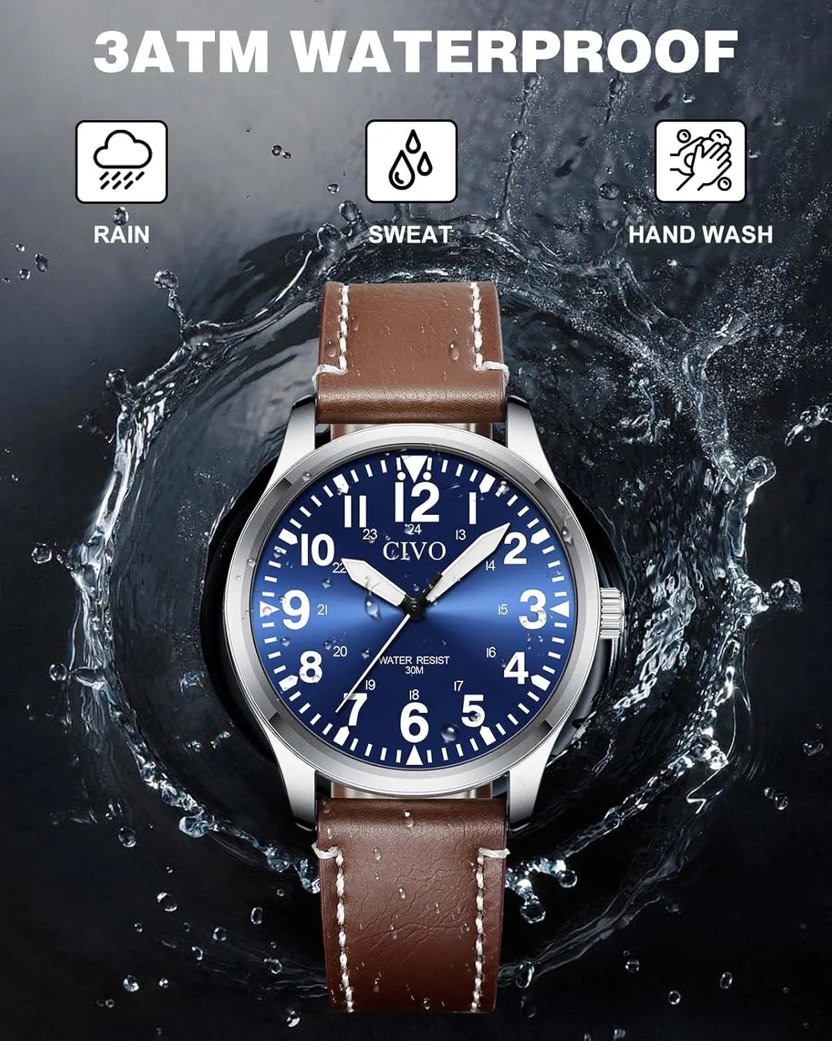 CIVO Military Watch for Men Waterproof: Analog Mens Watches Classic- Field Wrist Watches for Man