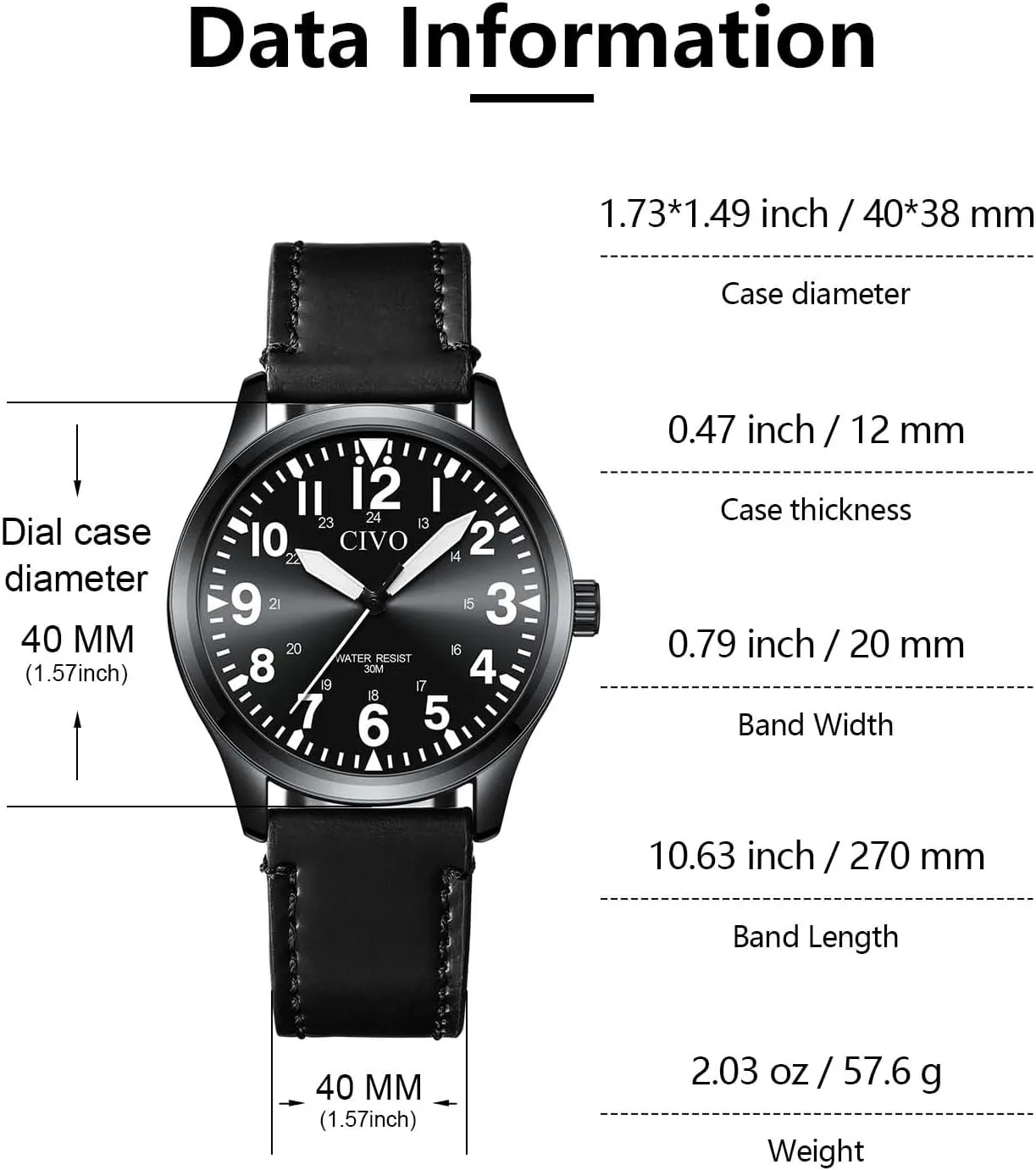 CIVO Military Watch for Men Waterproof: Analog Mens Watches Classic- Field Wrist Watches for Man