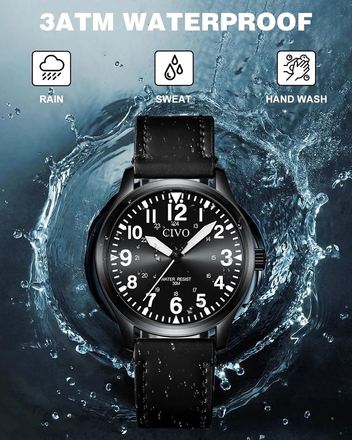 CIVO Military Watch for Men Waterproof: Analog Mens Watches Classic- Field Wrist Watches for Man