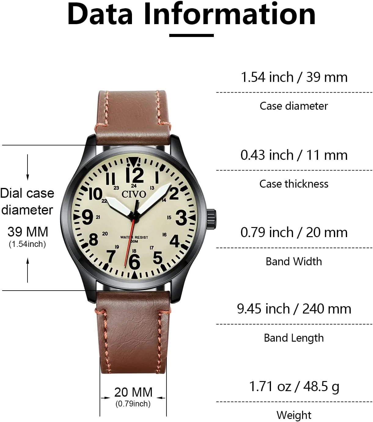 CIVO Military Watch for Men Waterproof: Analog Mens Watches Classic- Field Wrist Watches for Man