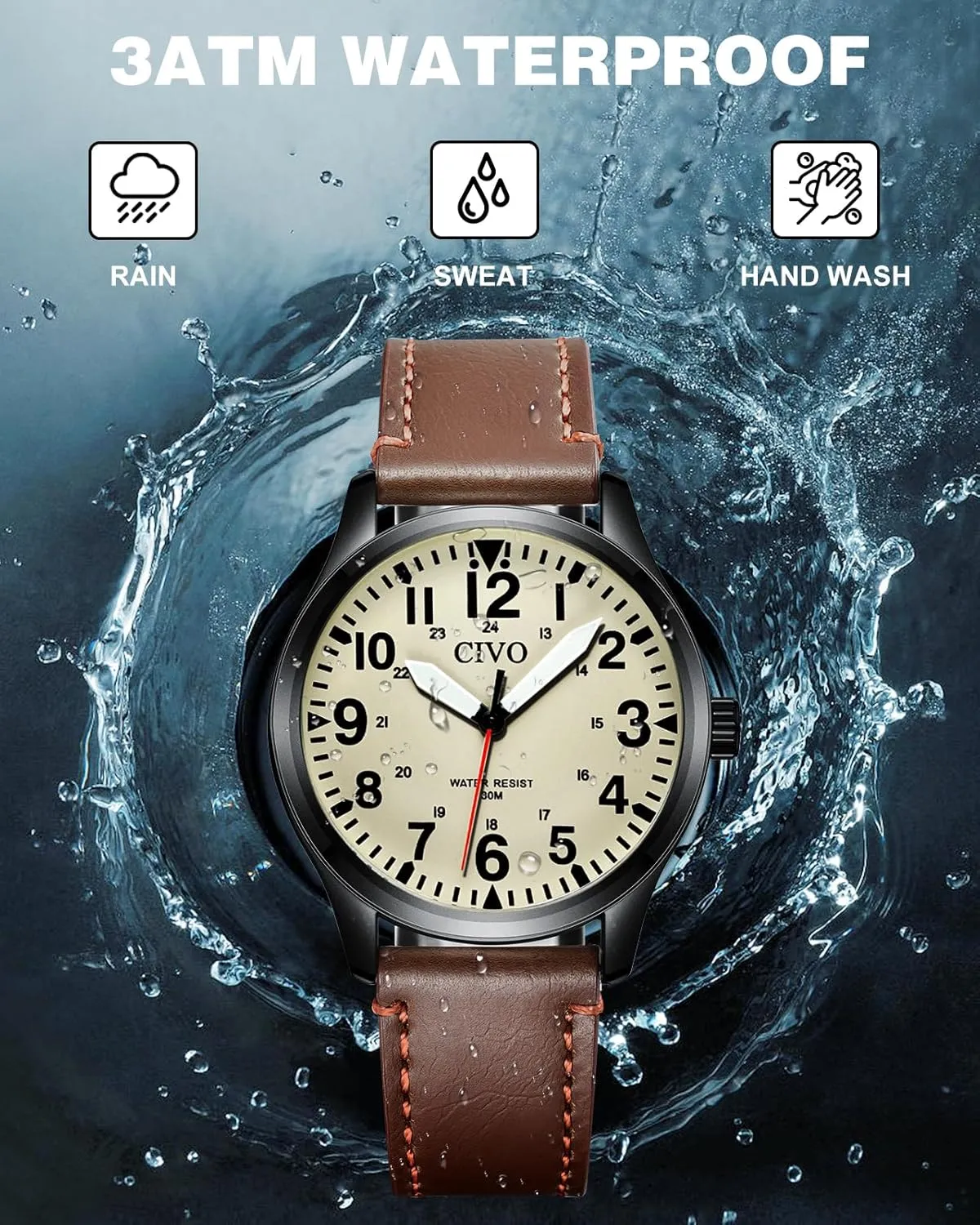 CIVO Military Watch for Men Waterproof: Analog Mens Watches Classic- Field Wrist Watches for Man