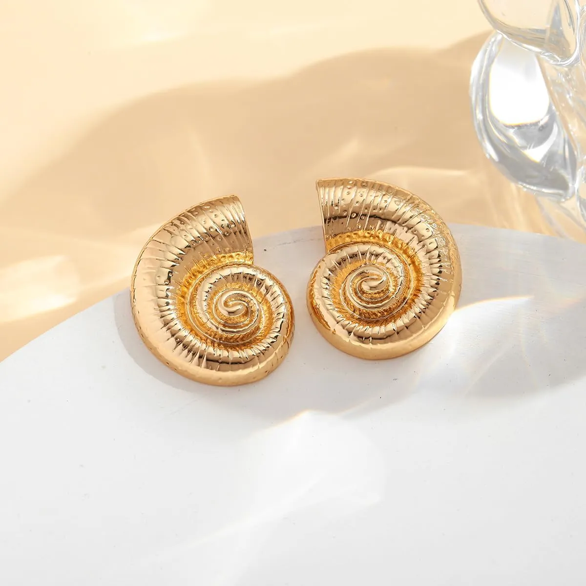 CLASSYZINT Shell Earrings Gold Boho Ocean Conch Stud Earrings