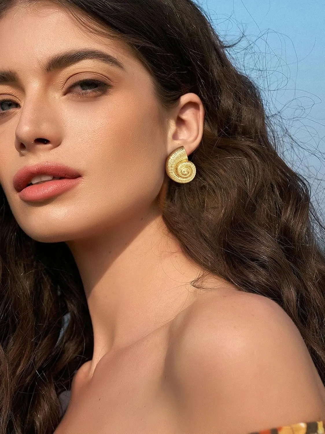 CLASSYZINT Shell Earrings Gold Boho Ocean Conch Stud Earrings