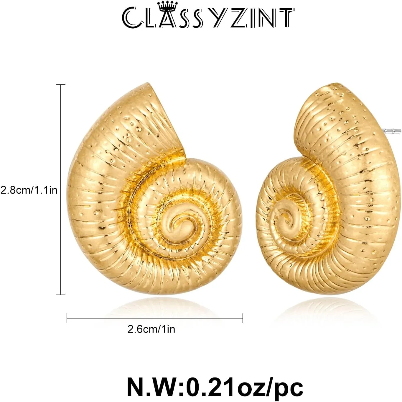 CLASSYZINT Shell Earrings Gold Boho Ocean Conch Stud Earrings