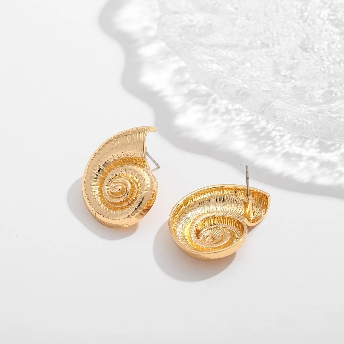 CLASSYZINT Shell Earrings Gold Boho Ocean Conch Stud Earrings