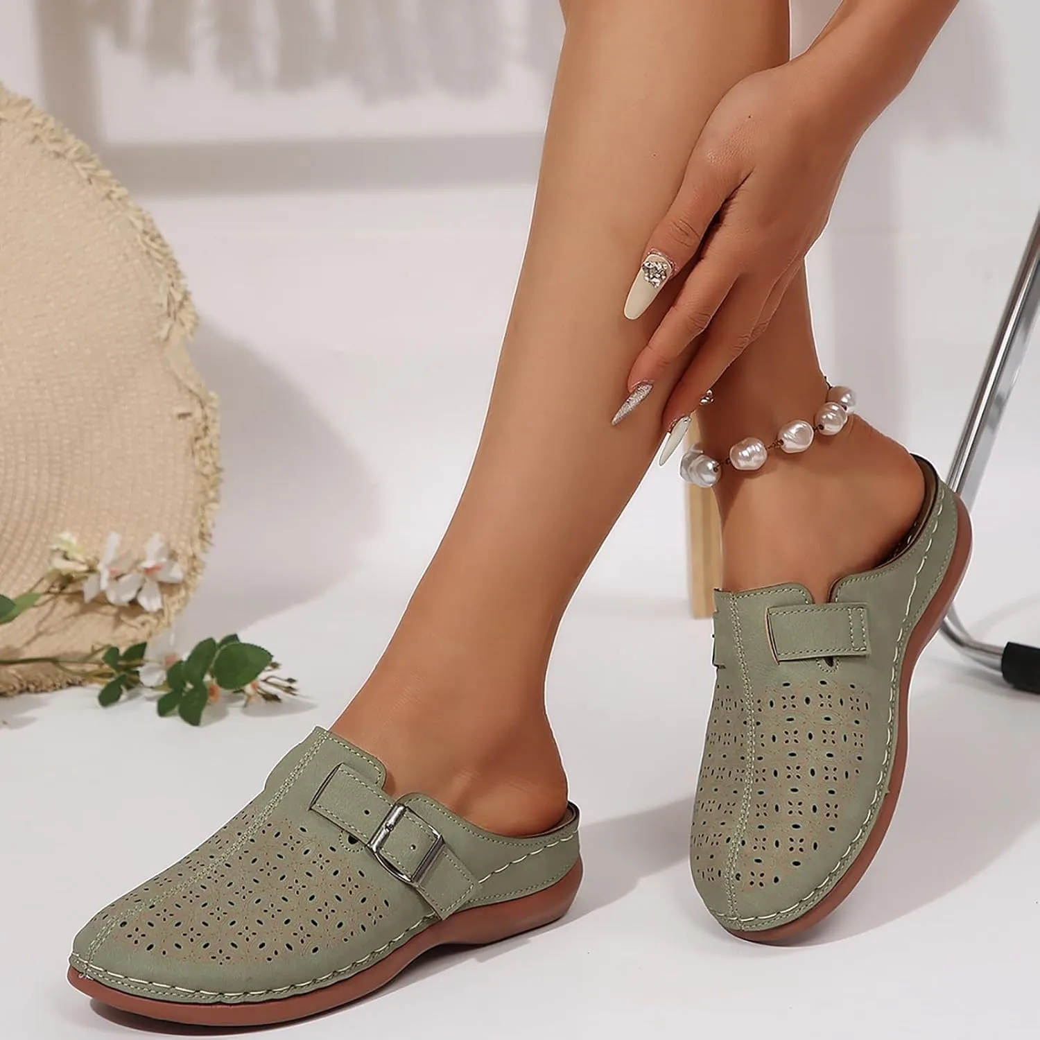 Clogs for Women Mules Slip on Sandals: Orthopedic Closed Toe Sandals with Arch Support, Summer Shoes Dressy, Comfortable Walking Wedge Clogs
