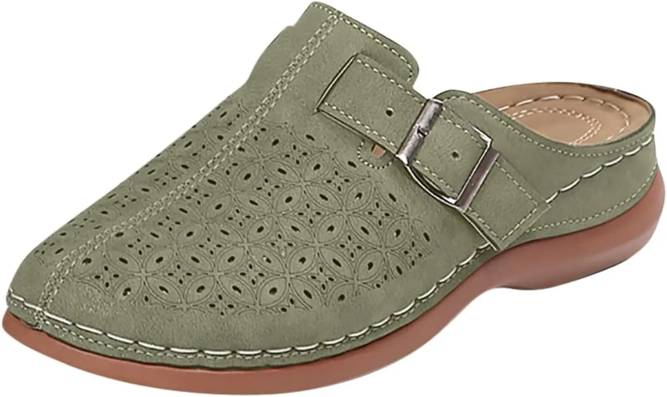 Clogs for Women Mules Slip on Sandals: Orthopedic Closed Toe Sandals with Arch Support, Summer Shoes Dressy, Comfortable Walking Wedge Clogs