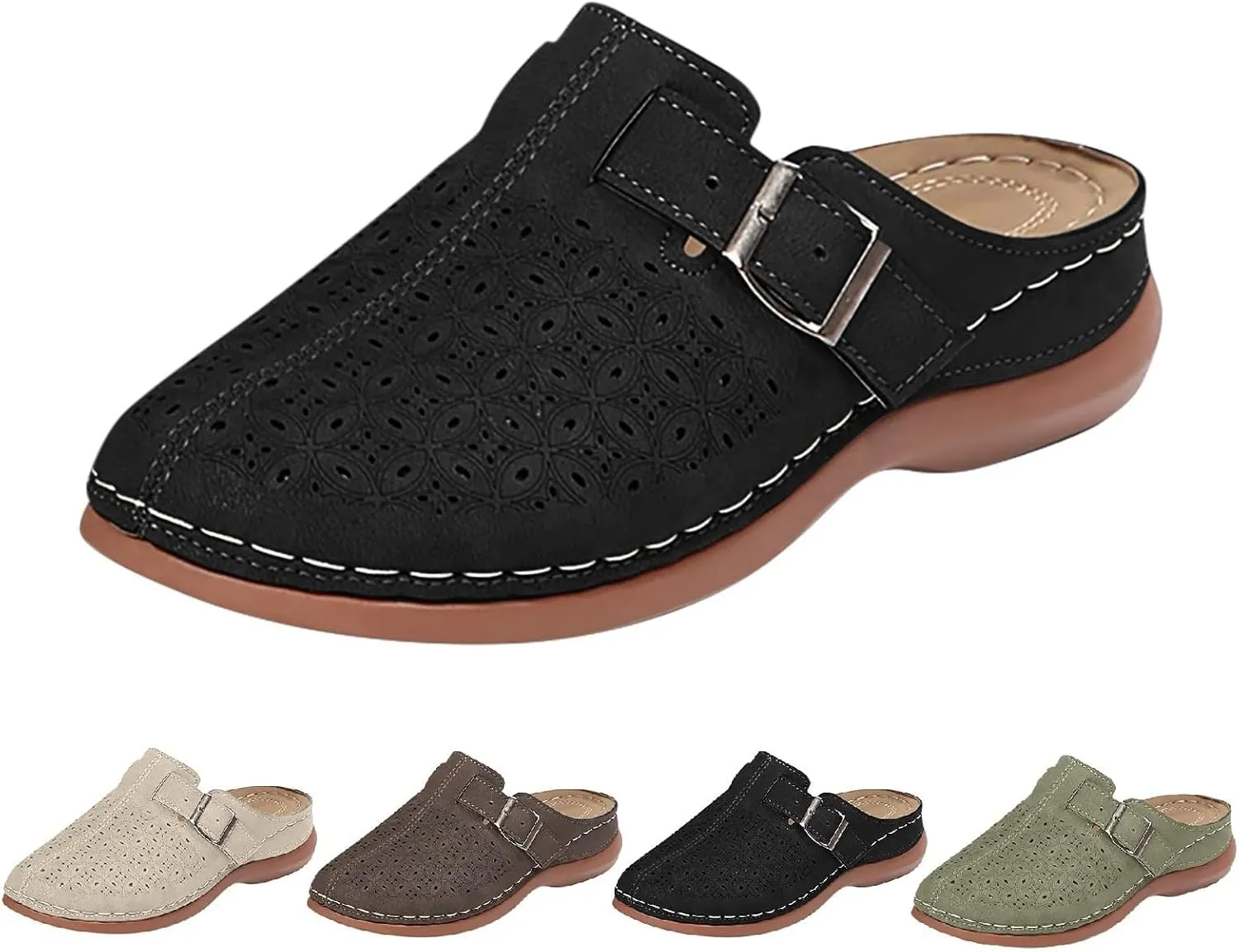 Clogs for Women Mules Slip on Sandals: Orthopedic Closed Toe Sandals with Arch Support, Summer Shoes Dressy, Comfortable Walking Wedge Clogs
