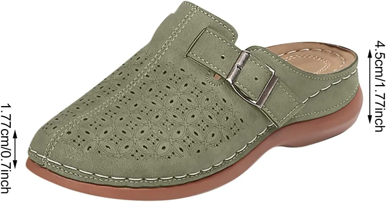Clogs for Women Mules Slip on Sandals: Orthopedic Closed Toe Sandals with Arch Support, Summer Shoes Dressy, Comfortable Walking Wedge Clogs