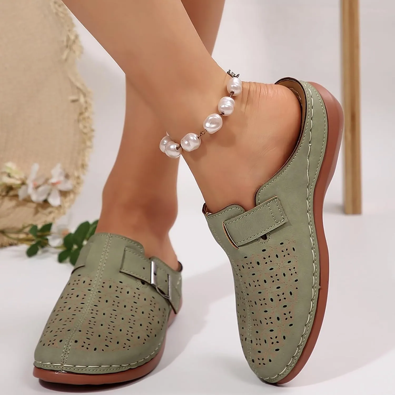 Clogs for Women Mules Slip on Sandals: Orthopedic Closed Toe Sandals with Arch Support, Summer Shoes Dressy, Comfortable Walking Wedge Clogs