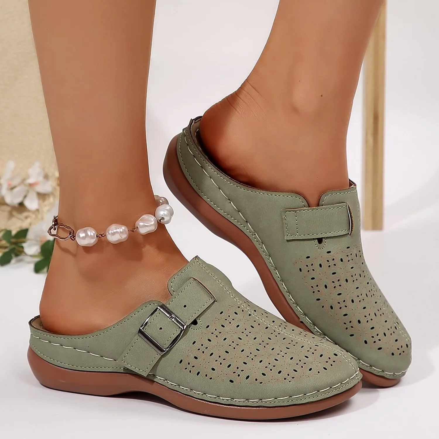 Clogs for Women Mules Slip on Sandals: Orthopedic Closed Toe Sandals with Arch Support, Summer Shoes Dressy, Comfortable Walking Wedge Clogs