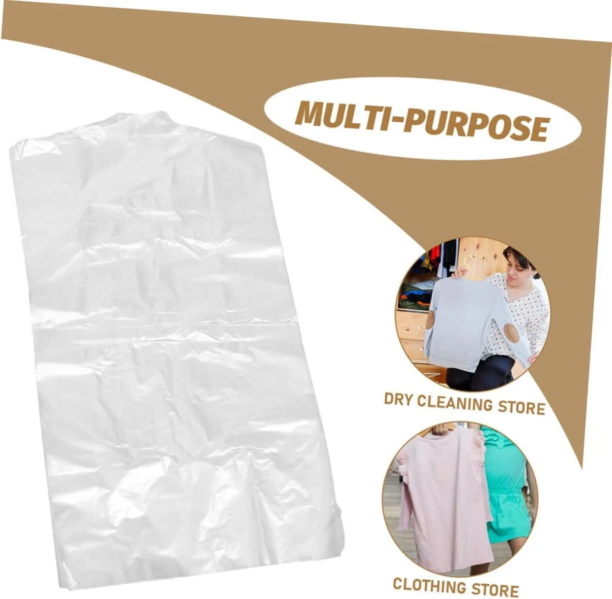 Clothes Storage Bag 25pcs Plastic Cover Hanging Garment Bag Portable for Travel Dry Cleaning