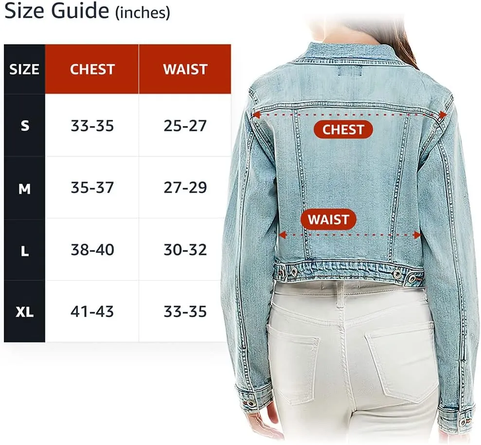 Colorful Mushrooms Cropped Ladies Denim Jacket - Magic Women's Denim Jacket - Simple Printed Denim Jacket
