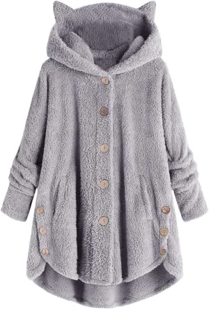 COTECRAM Winter Coats for Women 2023 Fashion Plus Size Sharpa Jacke Button Down Fleece Jacket Fuzzy Warm Hoodie Outwear