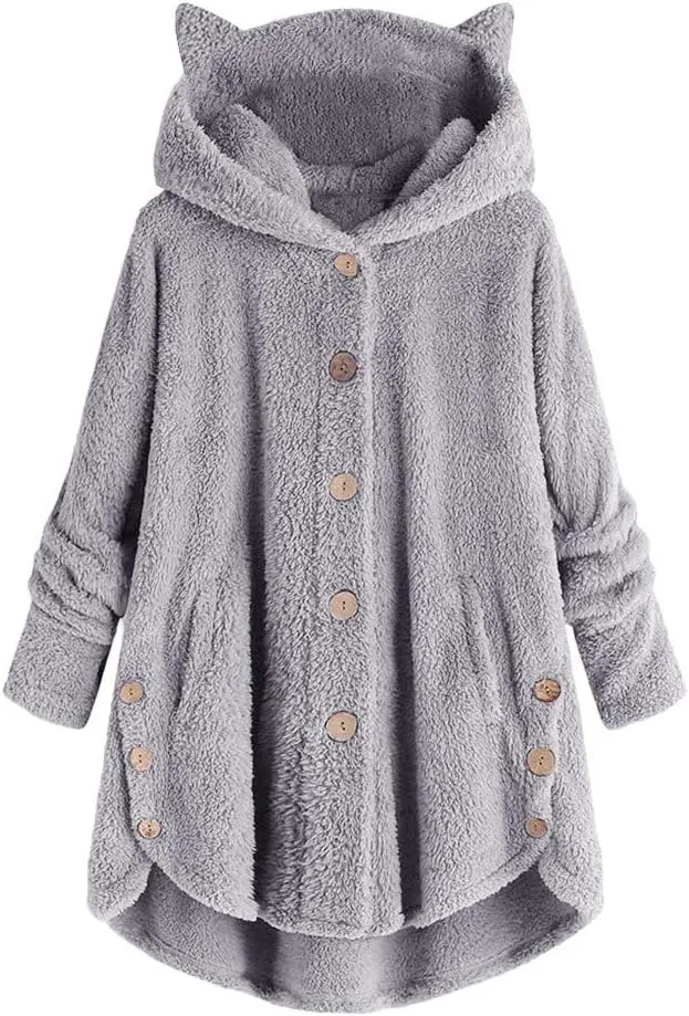 COTECRAM Winter Coats for Women 2023 Fashion Plus Size Sharpa Jacke Button Down Fleece Jacket Fuzzy Warm Hoodie Outwear