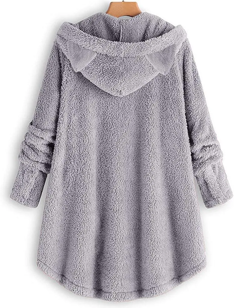 COTECRAM Winter Coats for Women 2023 Fashion Plus Size Sharpa Jacke Button Down Fleece Jacket Fuzzy Warm Hoodie Outwear