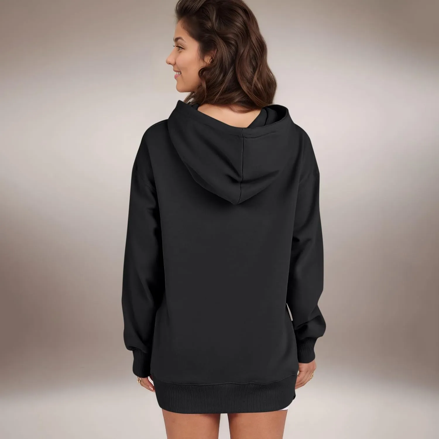 COTECRAM Women Oversized Hoodies Side Zipper Casual Sweatshirts Lightweight Tunic Pullover 2024 Fall Long Sleeve Shirts