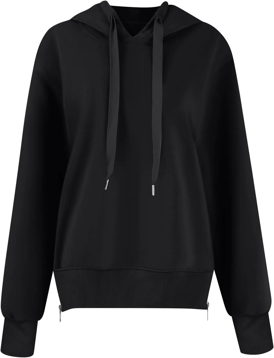 COTECRAM Women Oversized Hoodies Side Zipper Casual Sweatshirts Lightweight Tunic Pullover 2024 Fall Long Sleeve Shirts
