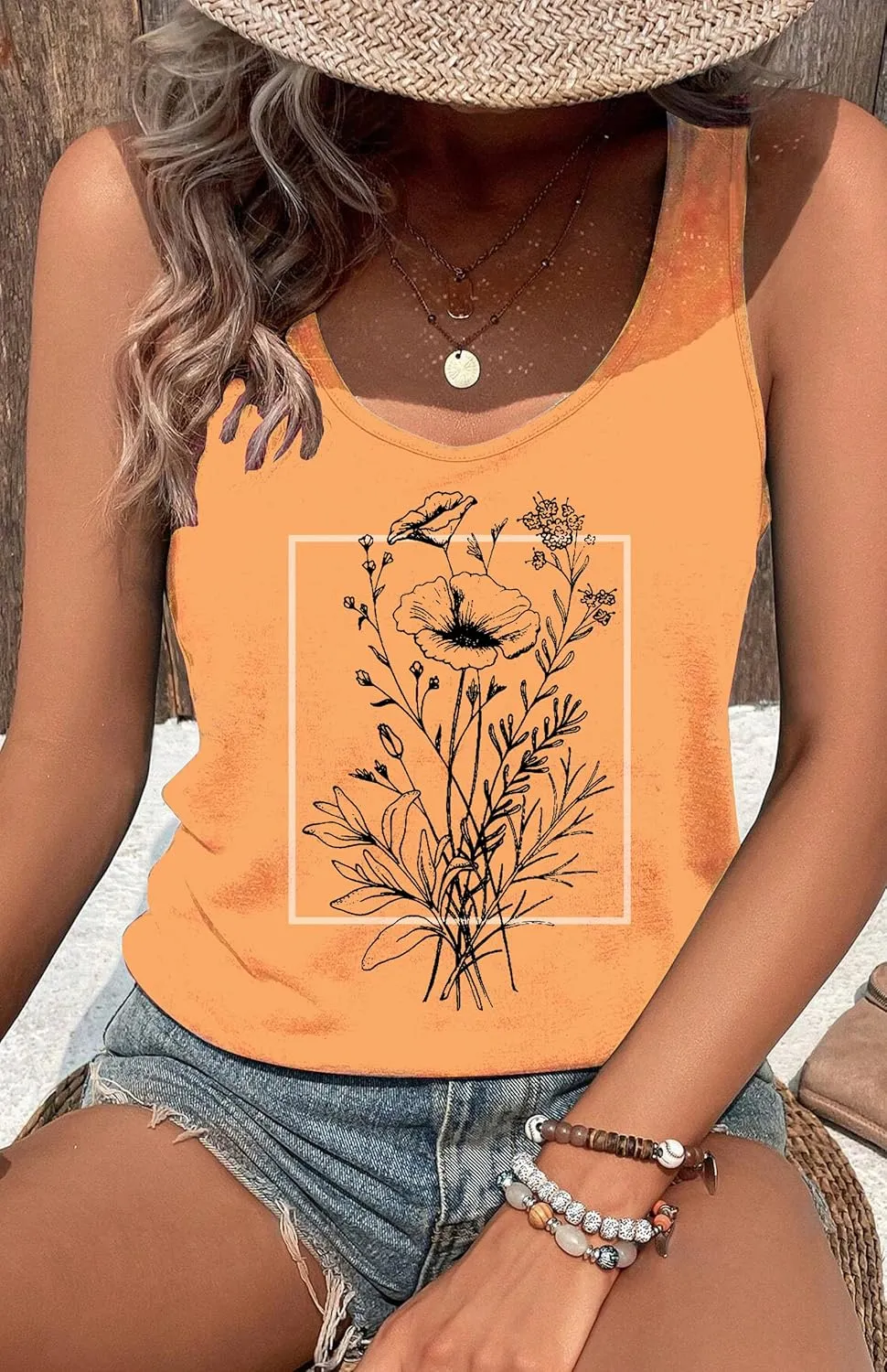 Country Concert Tank Tops Women Vintage Sunshine Racerback Tank Tops Summer Casual Classic-Fit Sleeveless T Shirt Cami