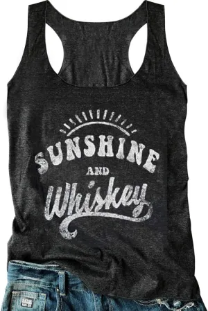 Country Concert Tank Tops Women Vintage Sunshine Racerback Tank Tops Summer Casual Classic-Fit Sleeveless T Shirt Cami