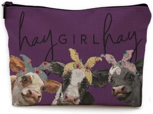 Cow Print Stuff, Western Makeup Bag - Purple Cosmetic Bag