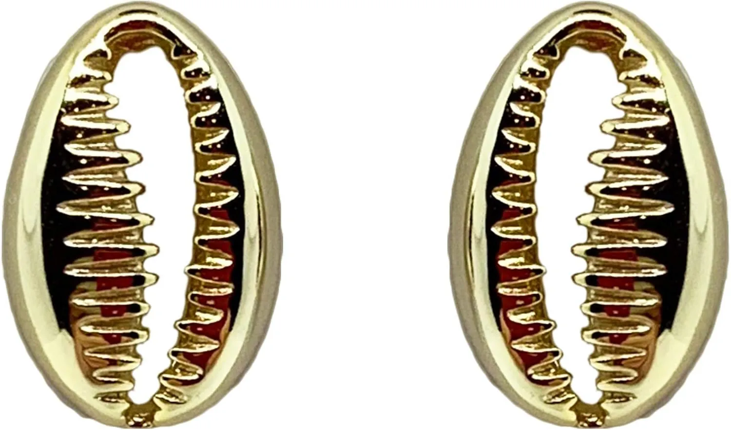 Cowrie Sea Shells Gold-plated Sterling Silver Stud Earrings 1/2"