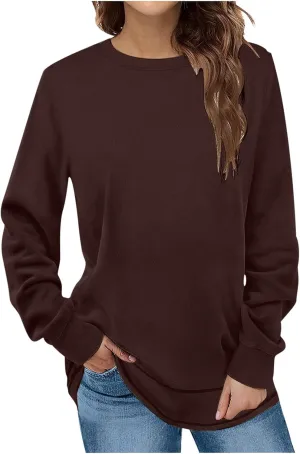 Crewneck Sweatshirts Women Casual Long Sleeve Oversized Sweatshirt Fashion Fall Shirts Loose Comfy Pullover Tops