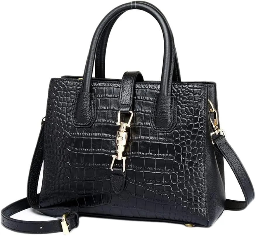 Crocodile Pattern Women's Unique Shoulder Bags Genuine Cow Leather Design Shoulder Bag Purses