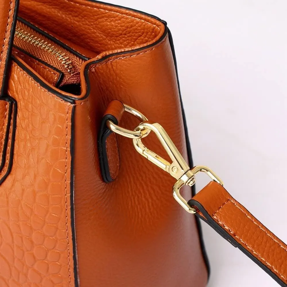 Crocodile Pattern Women's Unique Shoulder Bags Genuine Cow Leather Design Shoulder Bag Purses