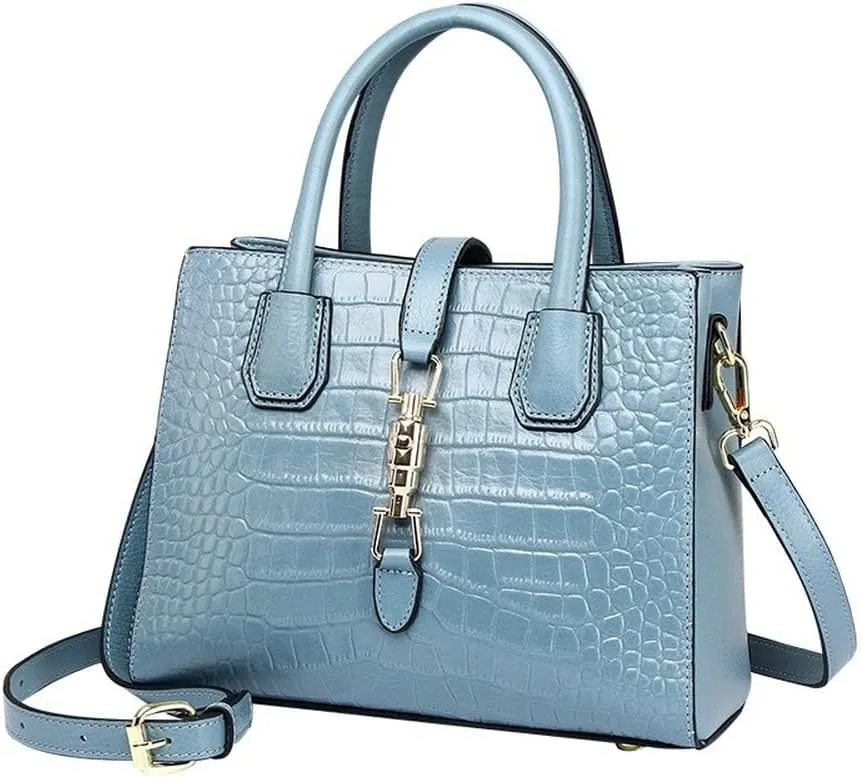 Crocodile Pattern Women's Unique Shoulder Bags Genuine Cow Leather Design Shoulder Bag Purses