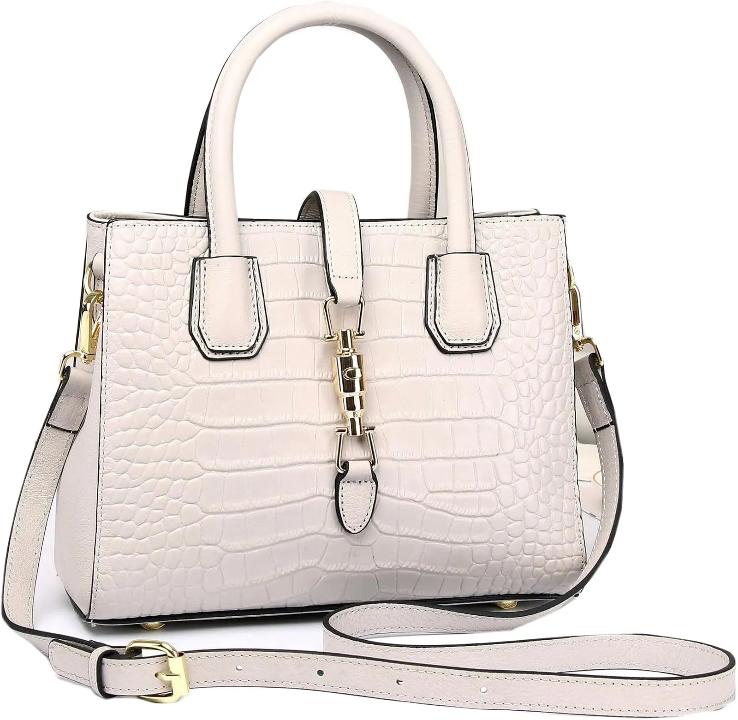 Crocodile Pattern Women's Unique Shoulder Bags Genuine Cow Leather Design Shoulder Bag Purses