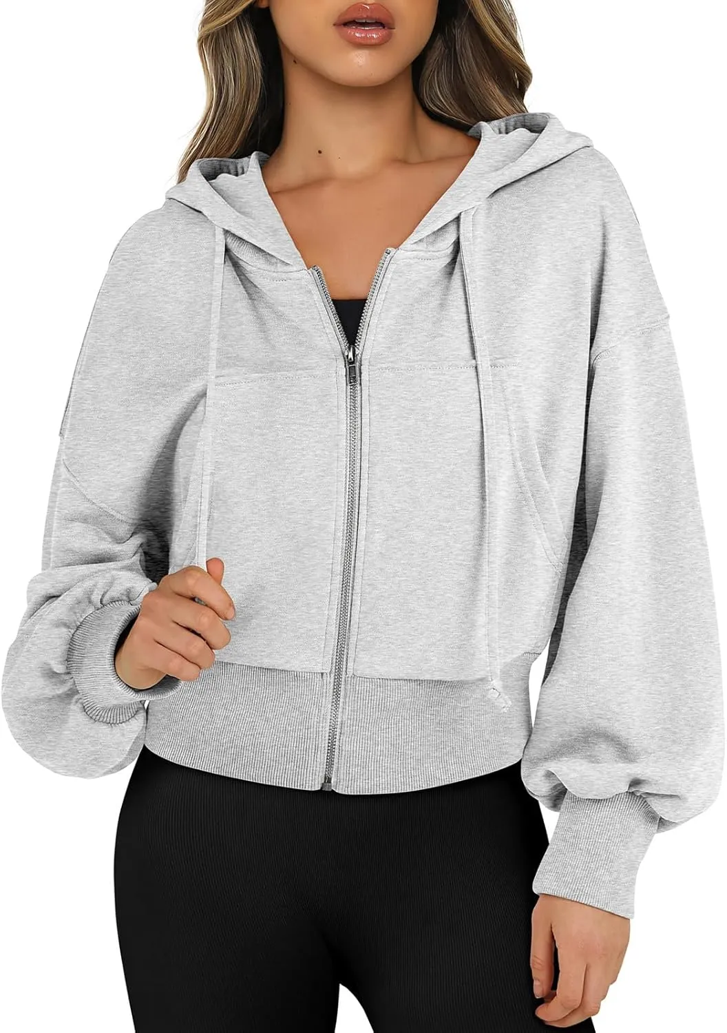 Cropped Zip Up Hoodie Women 2024 Trendy Fleece Crop Jacket Preppy Hooded Sweatshirt Y2k Cute Hoodies for Teen Girls