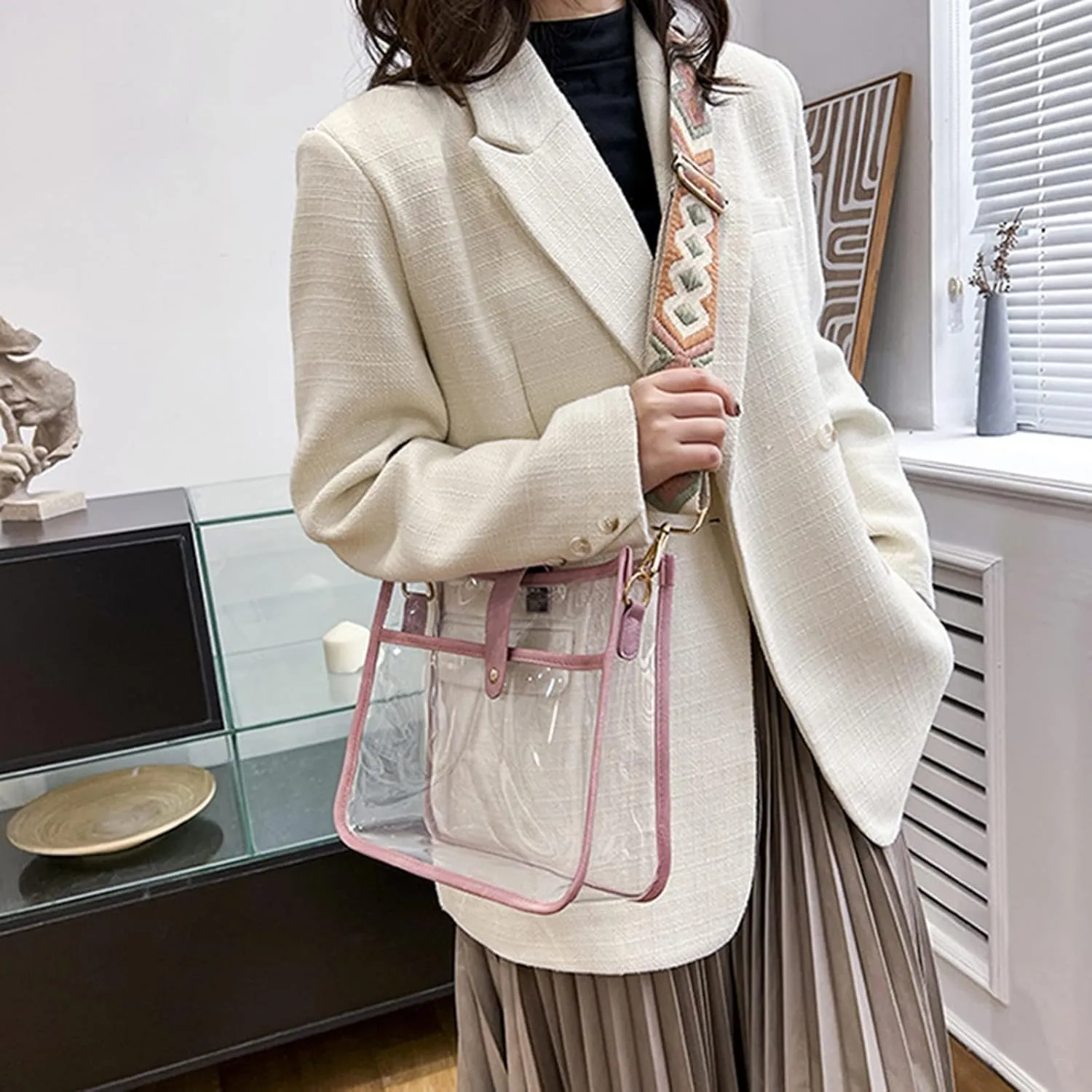 Crossbody Bags for Woman Trendy Women Bag Fashion Transparent Shoulder Bag Color Leopard Shoulder Strap Crossbody