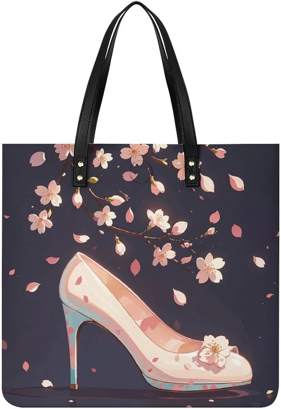 Crystal High Heels Handbag Leather Tote Shoulder Bag Satchel Handbag with Top Handles Large Casual Handbags with Shoulder Work Bag for Women Travel Purse Dating Gift