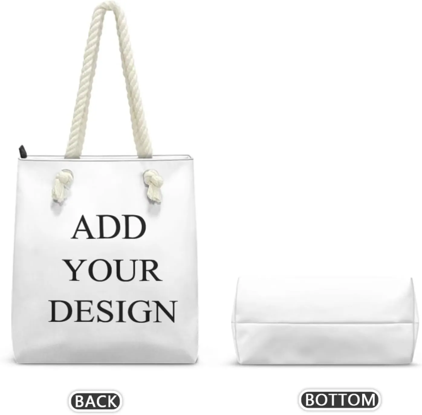 Custom Tote Bag for Women Zipper Cloth Cotton Bags for Travel Casual Satchel Totes
