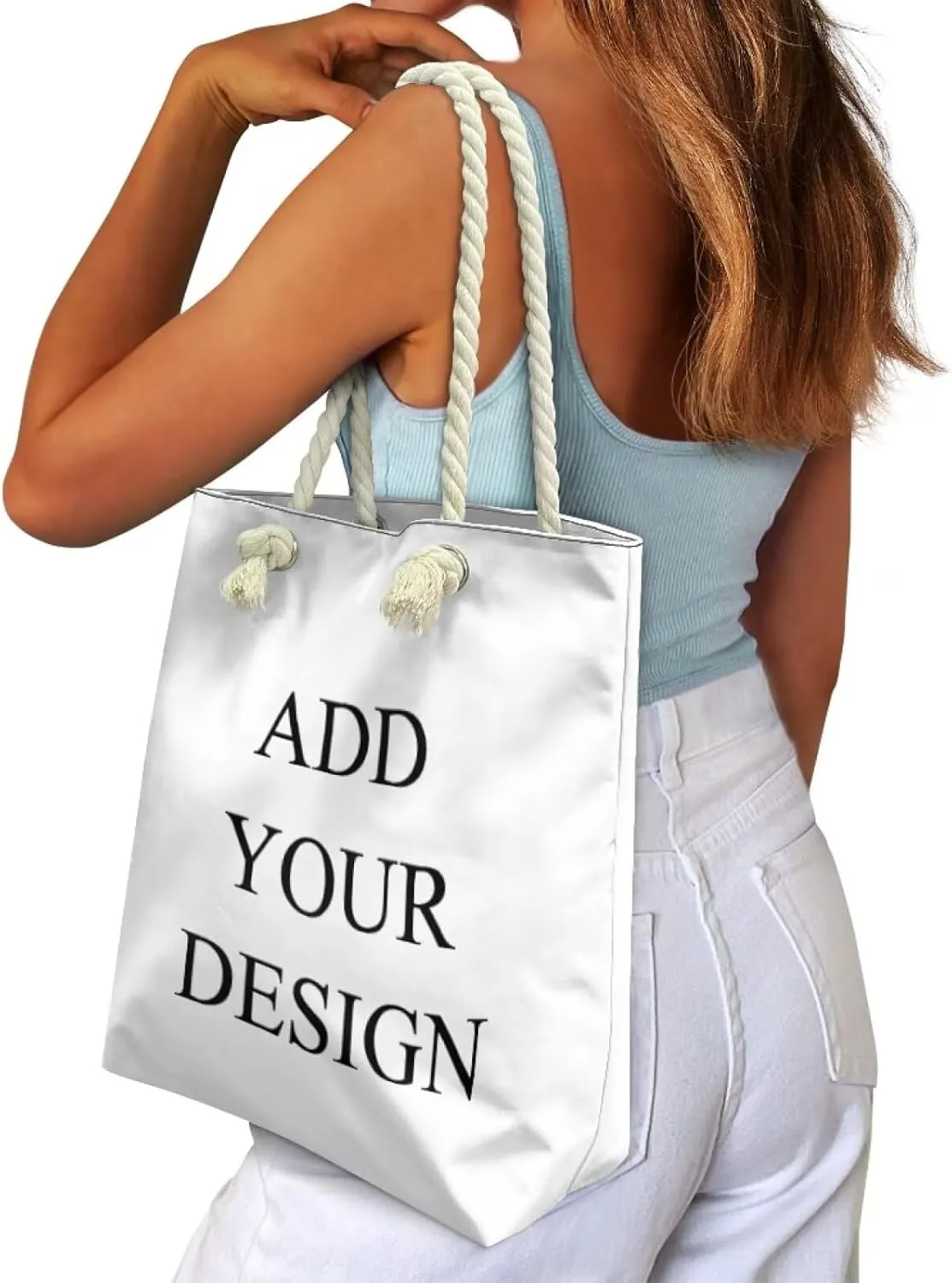 Custom Tote Bag for Women Zipper Cloth Cotton Bags for Travel Casual Satchel Totes