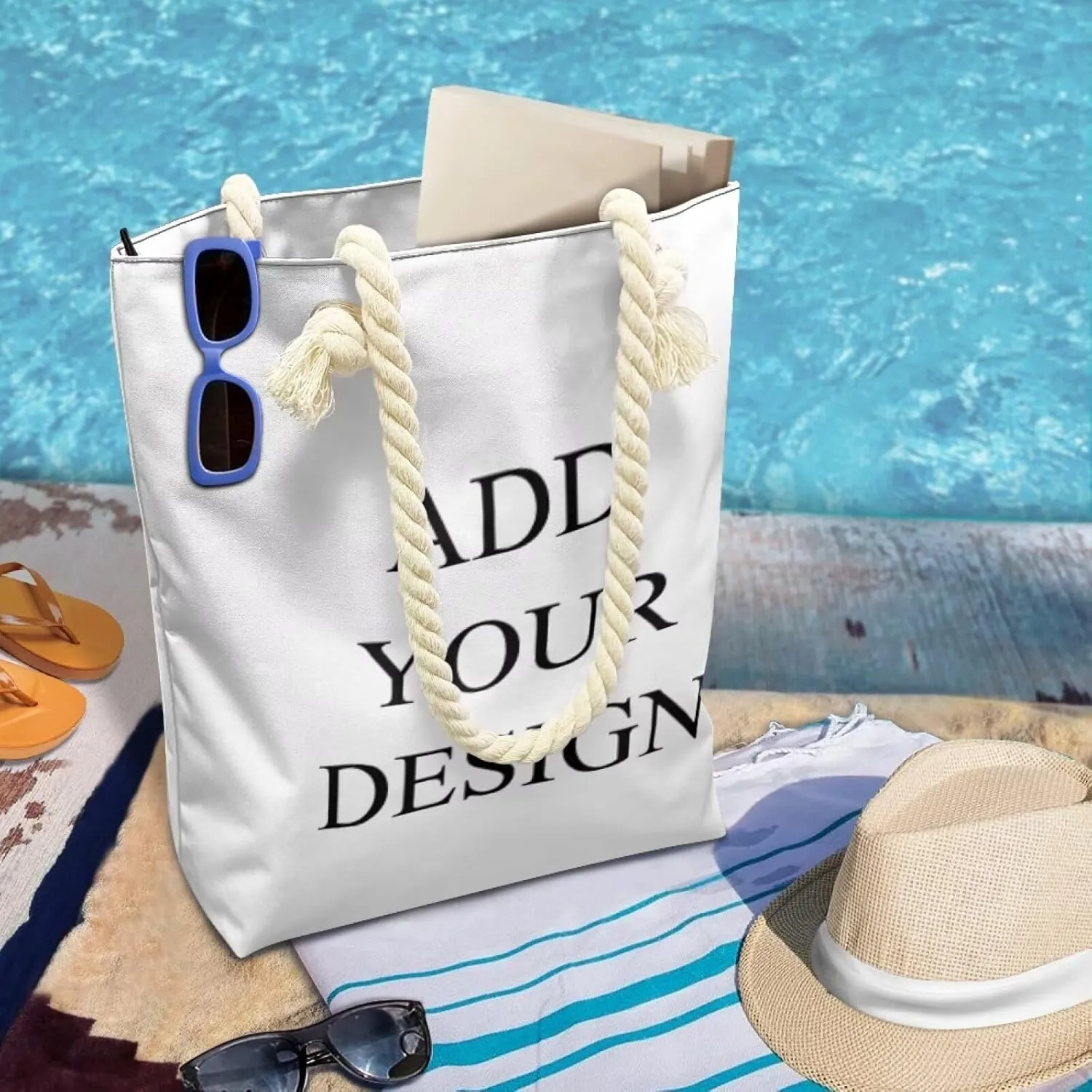 Custom Tote Bag for Women Zipper Cloth Cotton Bags for Travel Casual Satchel Totes
