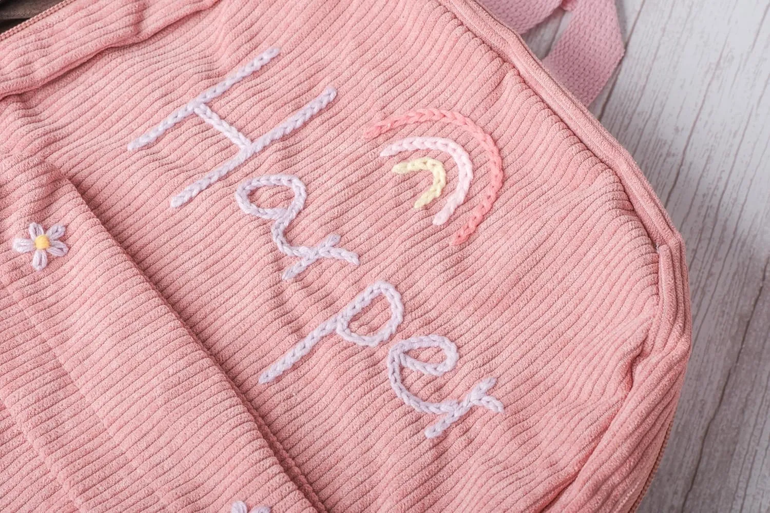 Customizable Corduroy Backpack with Name Embroidery - Lightweight, Perfect for School Trips and Laptop Carrying (Khaki)