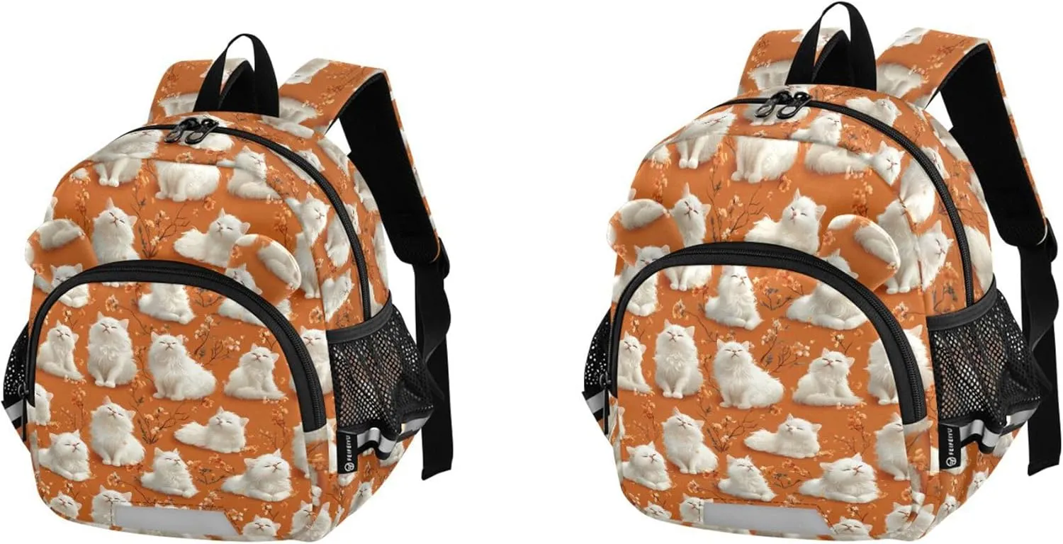 Cute Ears Kids Day Backpack Leash Little Girls Anti-Lost Personalized Toy Bags For Toddler with Reflective Strip M Aesthetic Bohemian Cats Peach