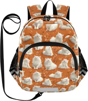 Cute Ears Kids Day Backpack Leash Little Girls Anti-Lost Personalized Toy Bags For Toddler with Reflective Strip M Aesthetic Bohemian Cats Peach