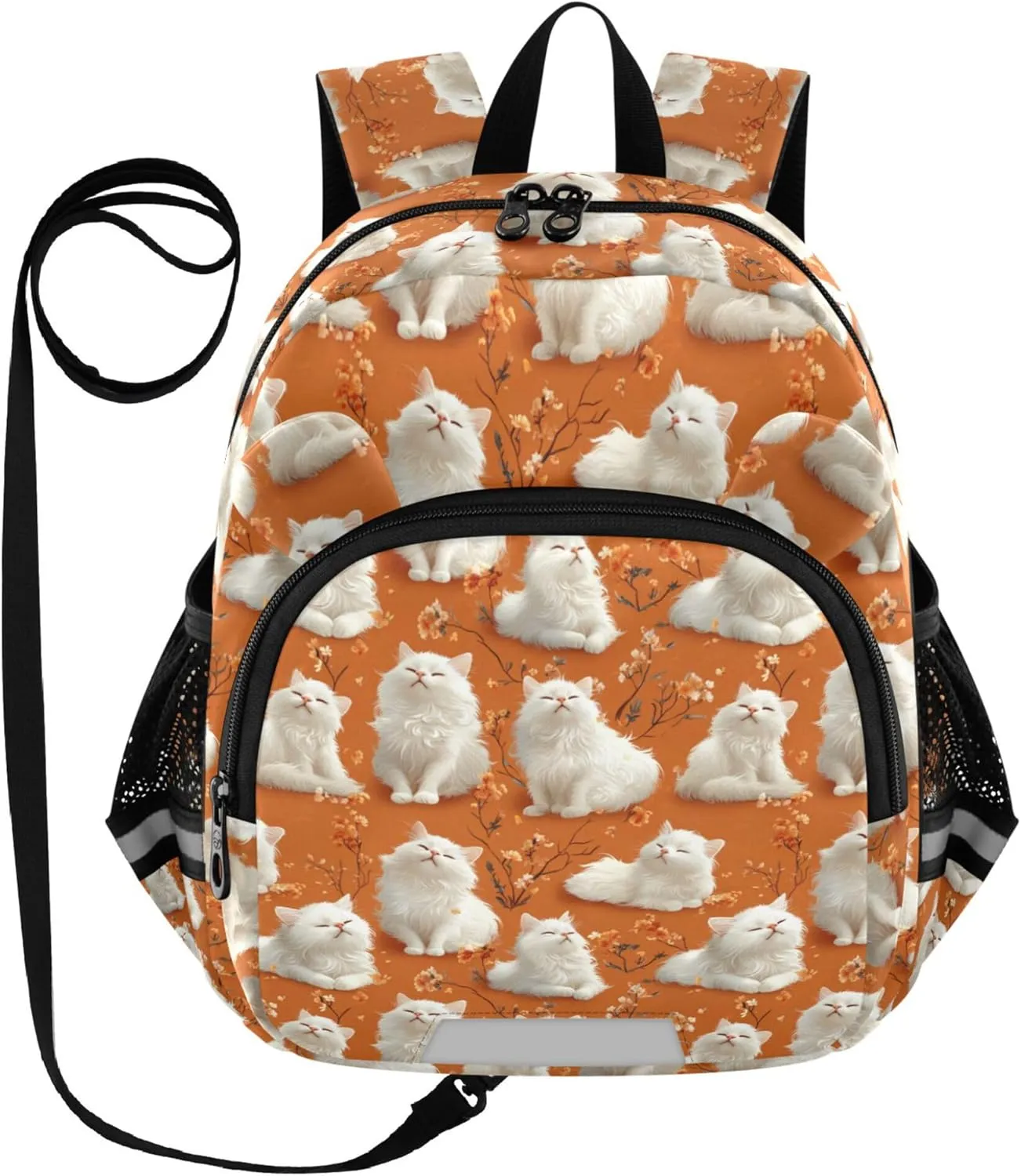 Cute Ears Kids Day Backpack Leash Little Girls Anti-Lost Personalized Toy Bags For Toddler with Reflective Strip M Aesthetic Bohemian Cats Peach