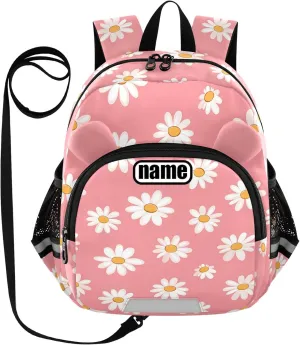 Cute Ears personalize Backpacks For School Leash Kids Boy's/Girl's Anti-Lost Personalized Daycare Diaper Bag with Reflective Strip Daisy Peach Valentine