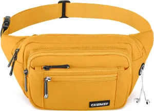 CXWMZY Fanny Packs For Women & Men Waist Pack Hip Bum Bag with Multi-Pockets Large Capacity Waterproof Casual Bum Bag for Disney Traveling Casual Cycling Running Hiking (Yellow)