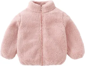 DDAPJ pyju Baby Girls Boys Sherpa Jacket Winter Fleece Coat Toddler Kids Faux Fur Warm Outwear Solid Zip Up Fuzzy Sweatshirt
