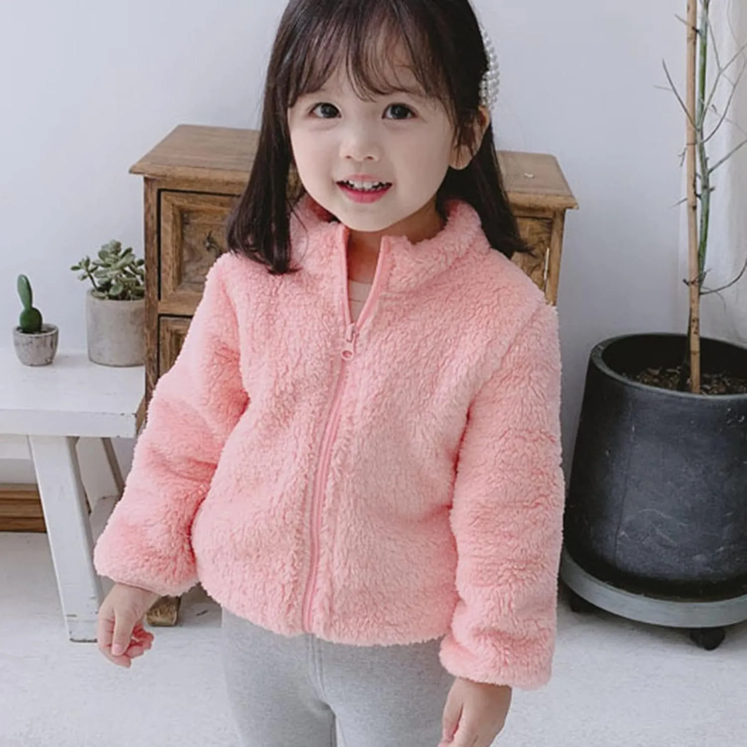 DDAPJ pyju Baby Girls Boys Sherpa Jacket Winter Fleece Coat Toddler Kids Faux Fur Warm Outwear Solid Zip Up Fuzzy Sweatshirt